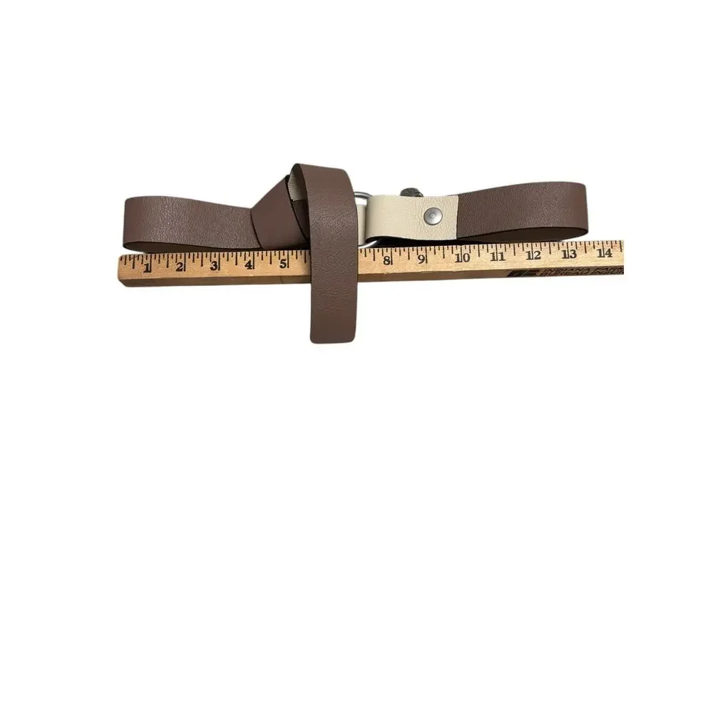 Peserico Made in Italy Leather Belt Brown Beige Two Tone